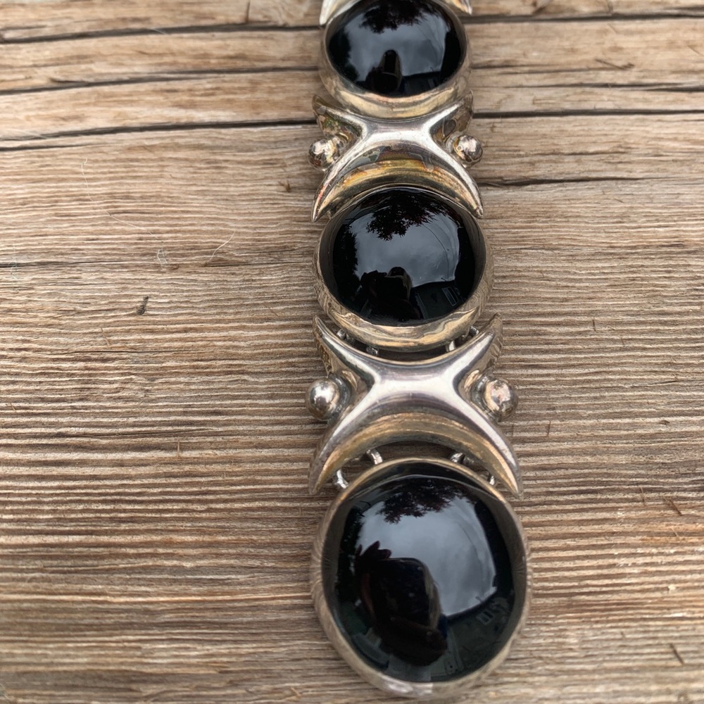 Vintage Silver & Black Onyx Bracelet - Picture 5 of 5